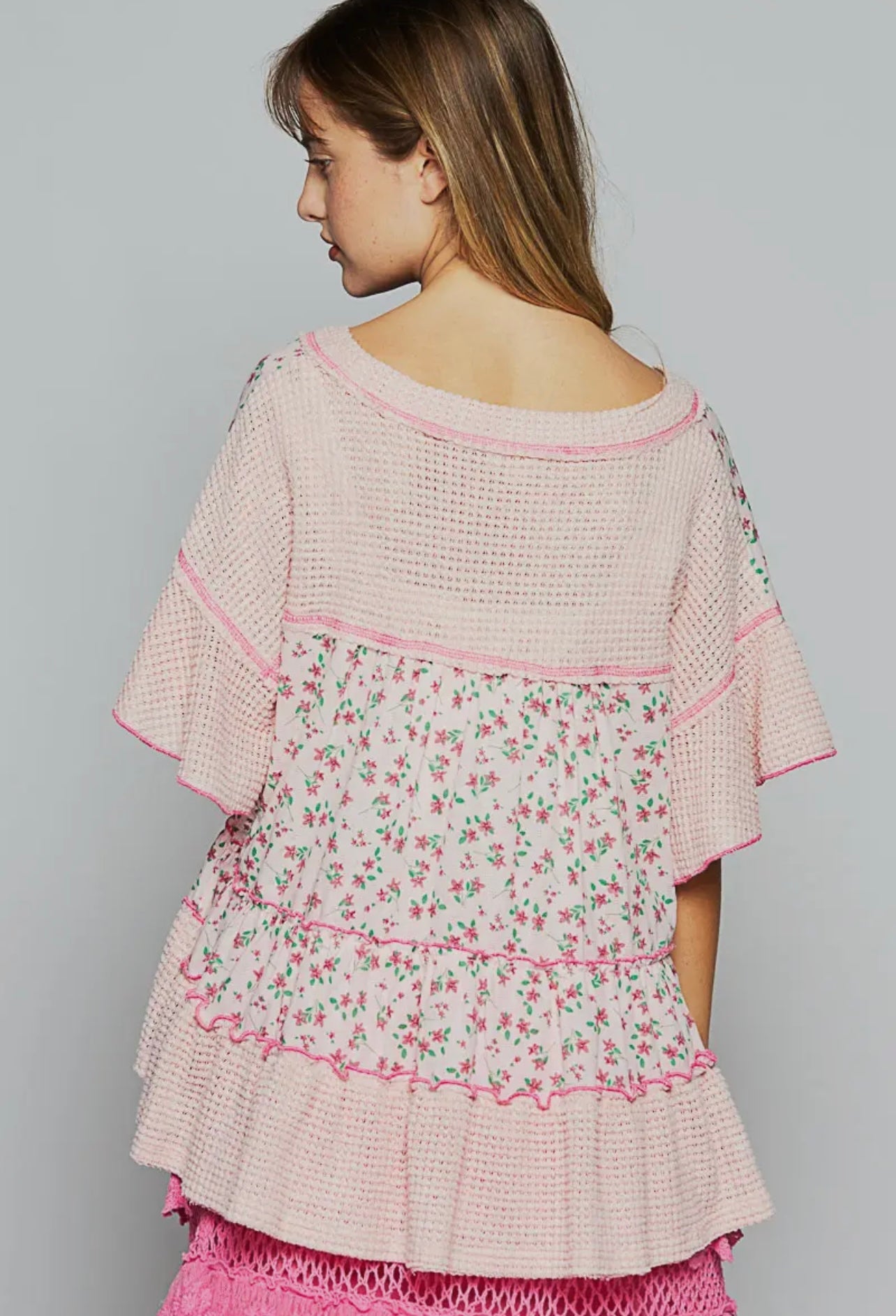 V-Neck Short Sleeve Ruffle Top