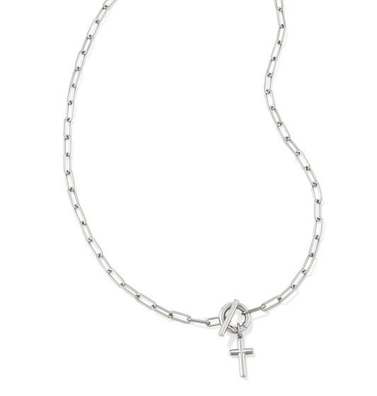 Kendra Scott Cross Link and Chain Necklace Rhodium Metal