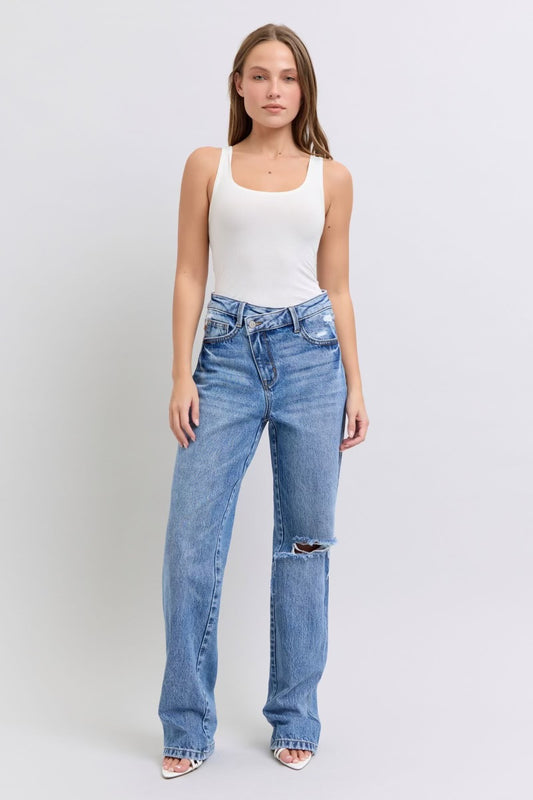 Judy Blue High Waist Rigid Criss-Cross Dad Jean