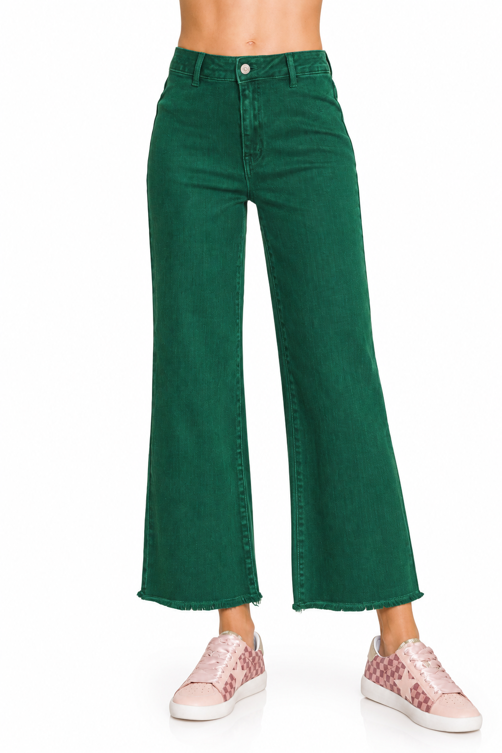 Acid Wash Frayed Hem Straight Leg Jeans