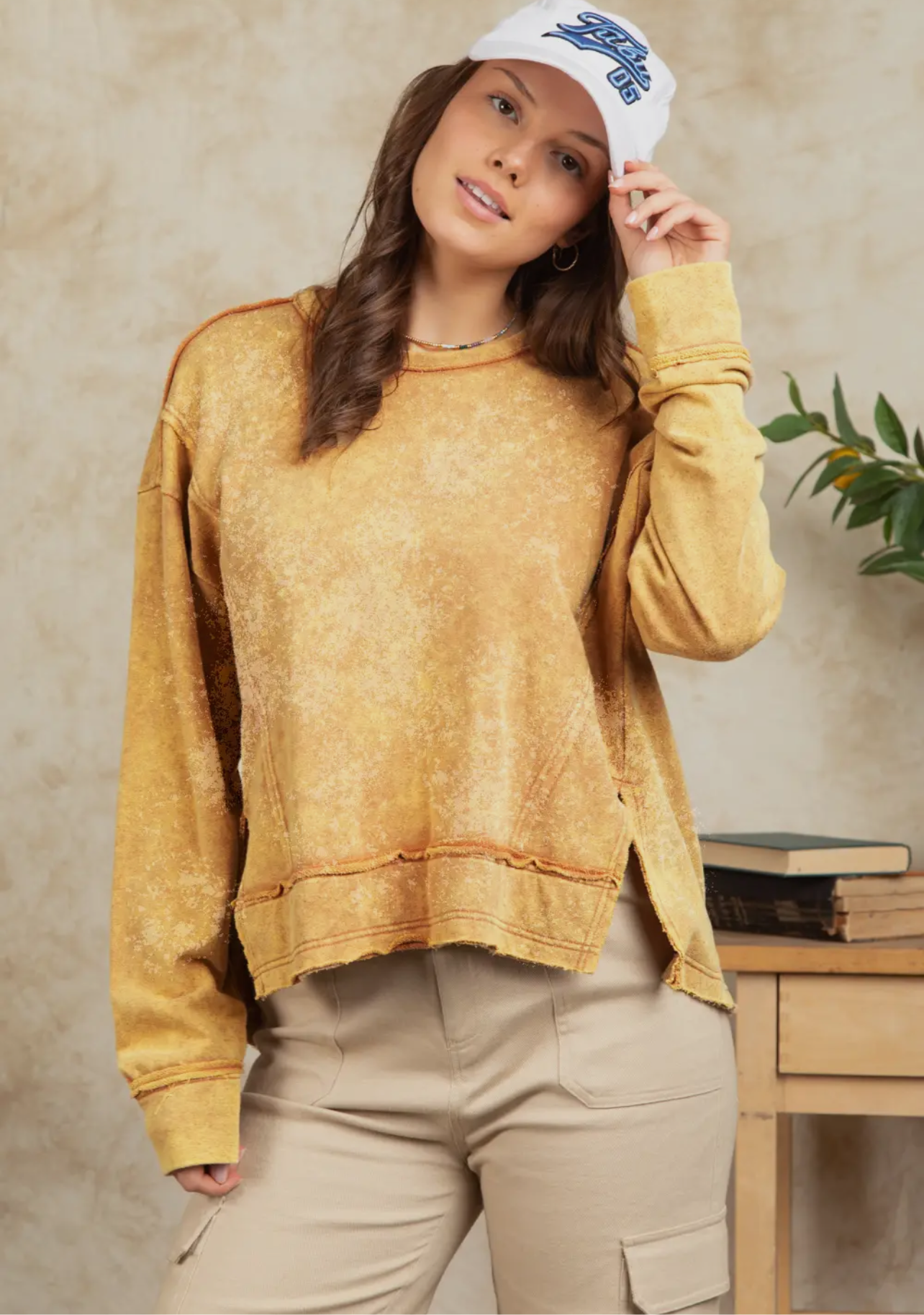 Tan Vintage Washed Top- Final Sale