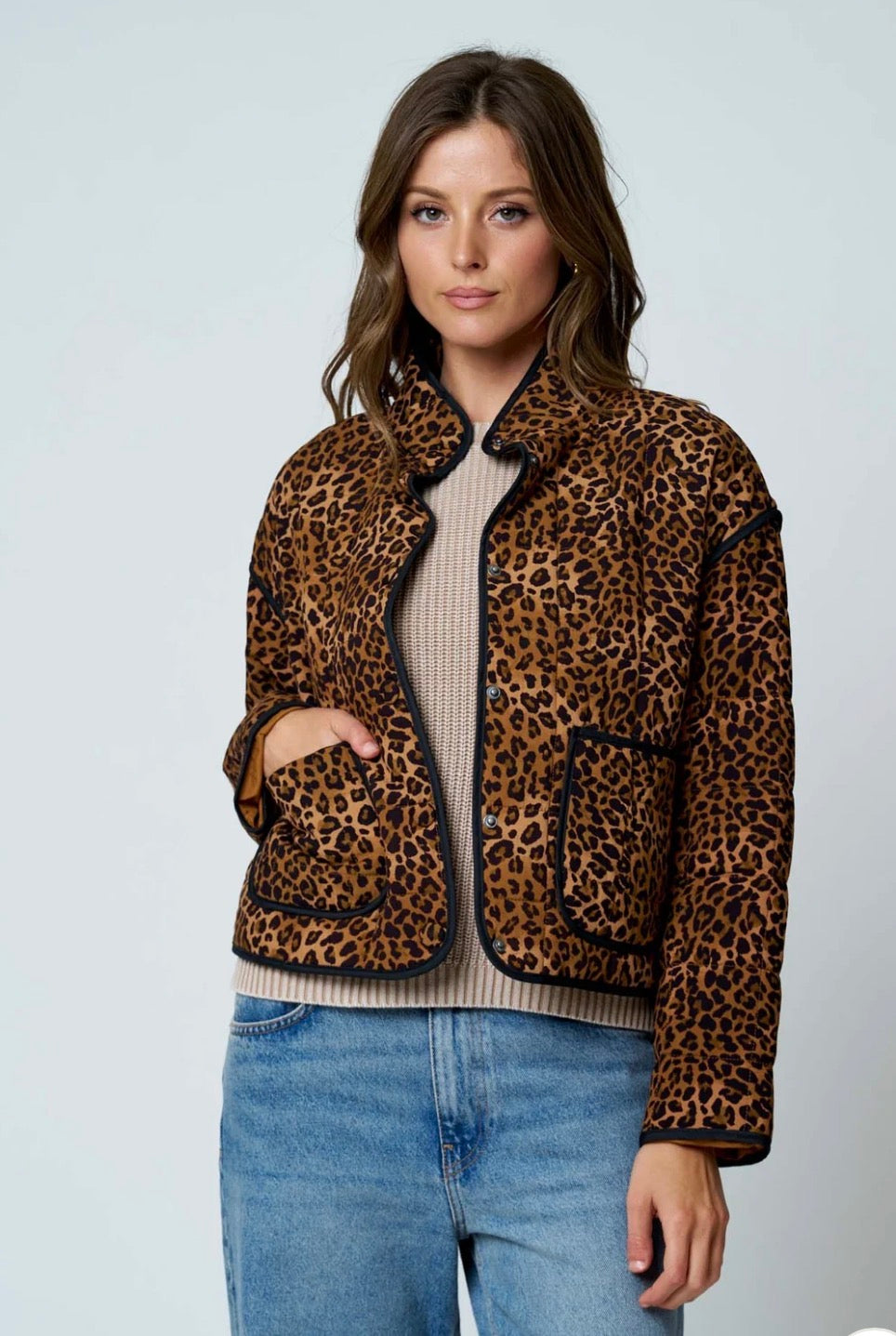 Leopard Button Down Jacket
