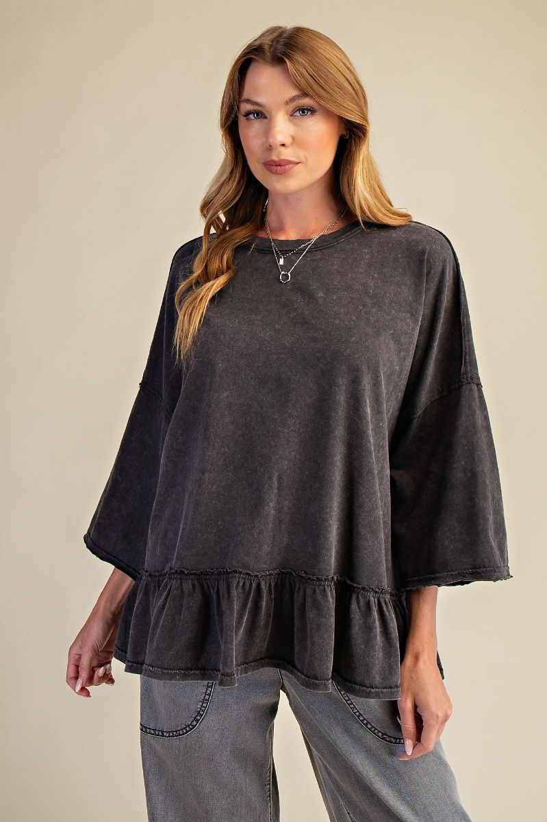 Ruffle Tee- Black