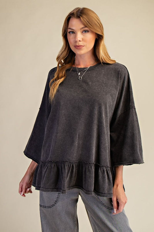 Ruffle Tee- Black