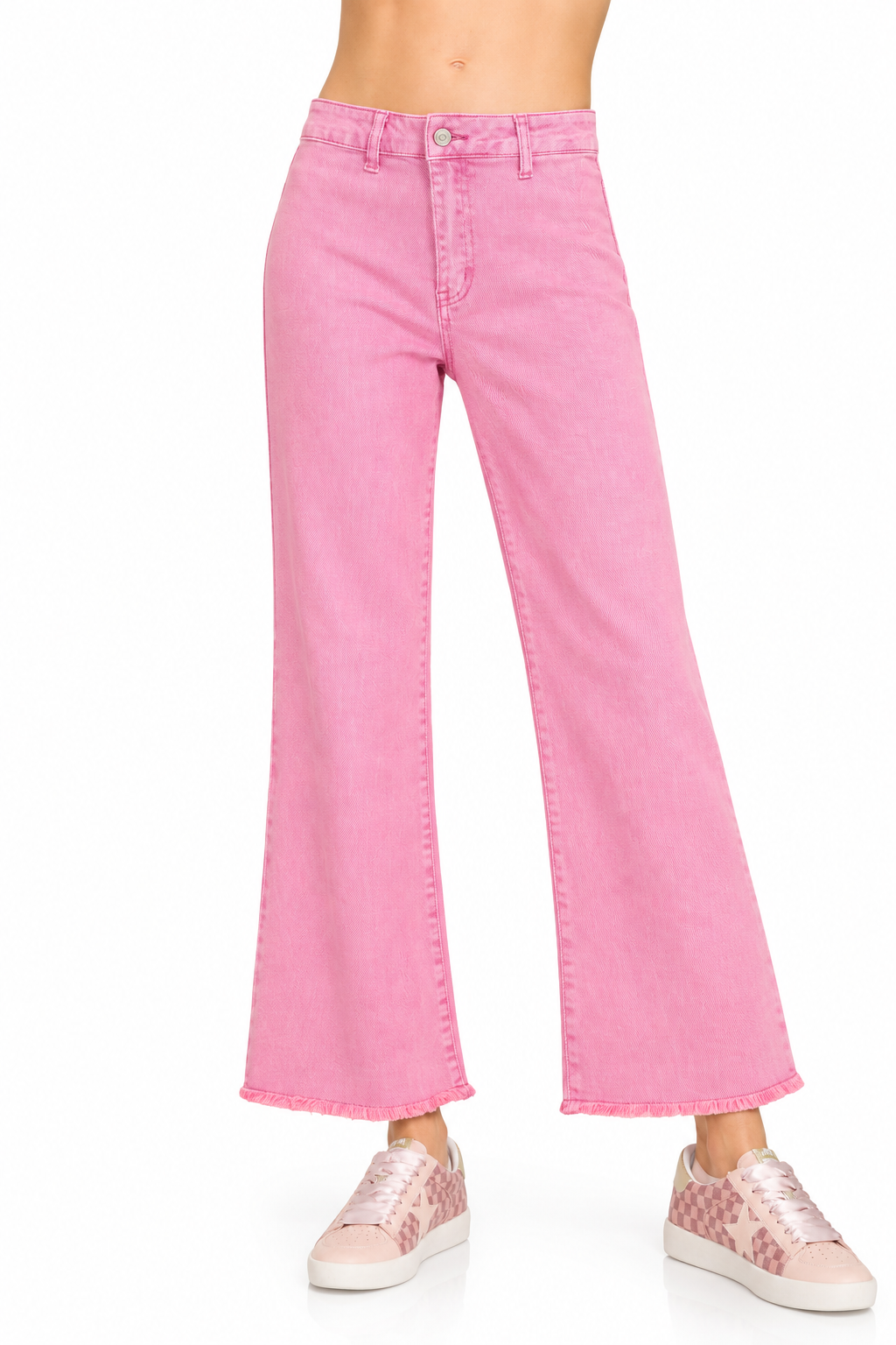 Acid Wash Frayed Hem Straight Leg Jeans
