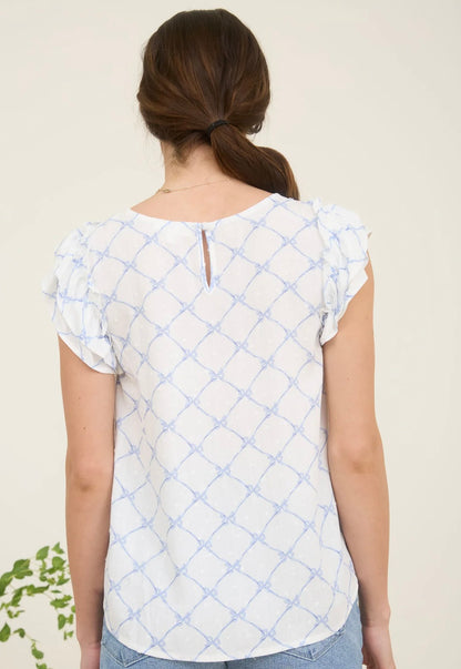 Bow Ruffle Sleeve Top