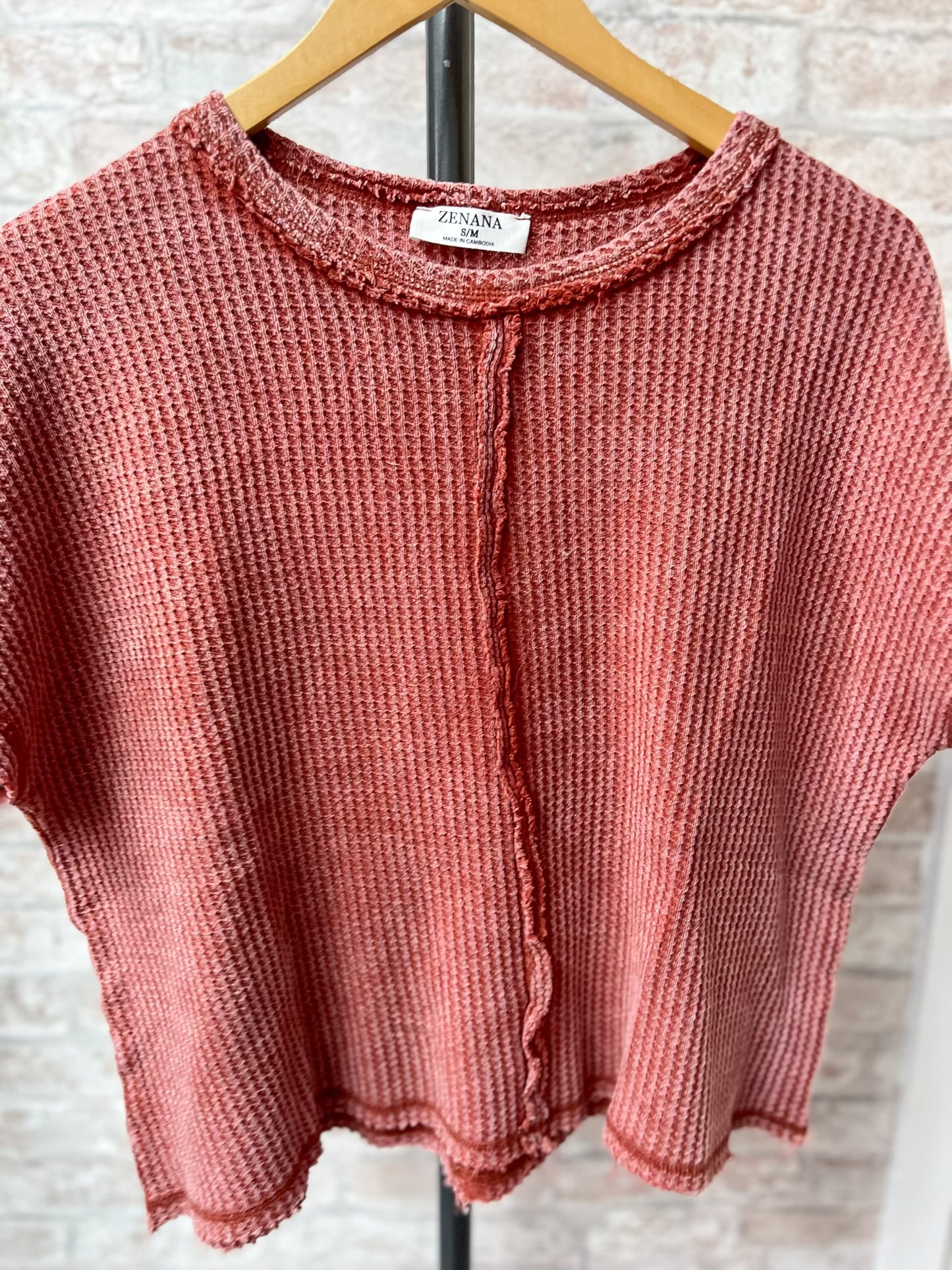 Crop Waffle Knit Top