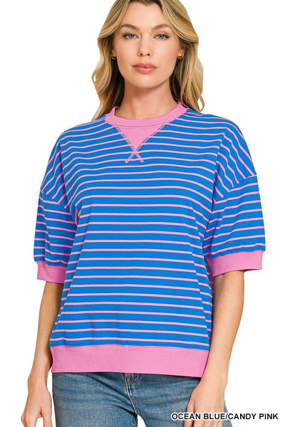 Stripe Banded Two Tone Top