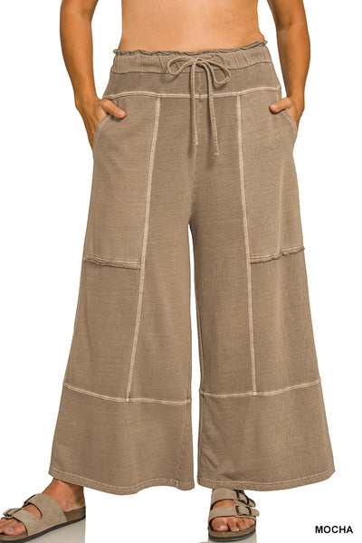 French Terry Exposed Seam Wide Leg Pants