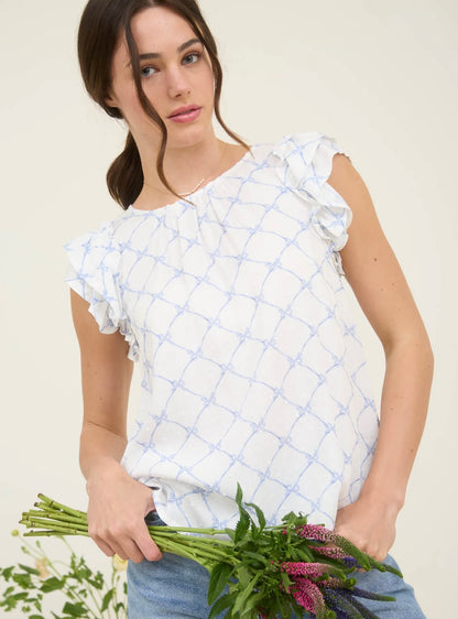 Bow Ruffle Sleeve Top