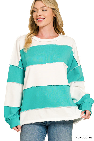 French Terry Colorblock Long Sleeve Top