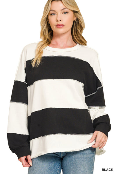 French Terry Colorblock Long Sleeve Top