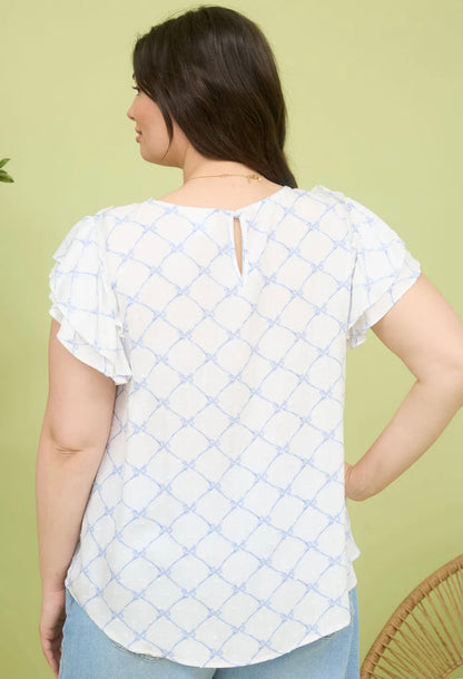 Bow Ruffle Sleeve Top