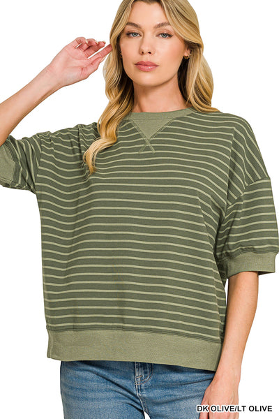 Stripe Banded Two Tone Top