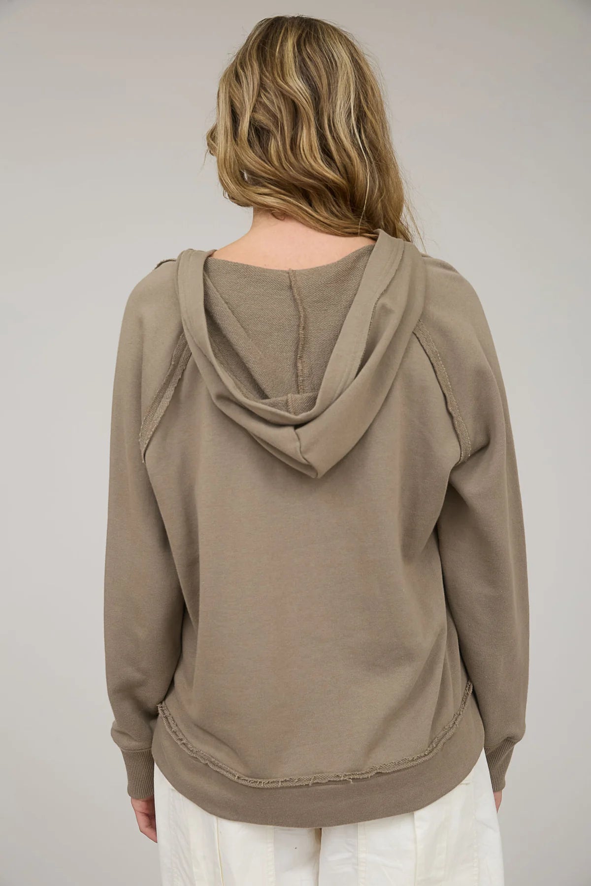 Hooded V Neck Long Sleeve Top