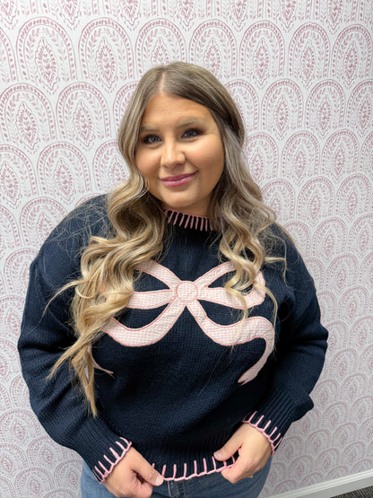 Gingham Bow Sweater