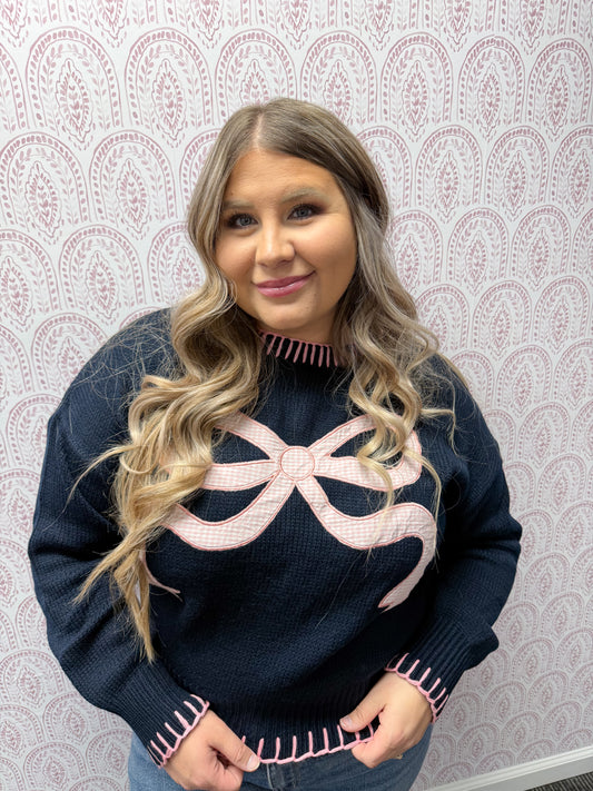 Gingham Bow Sweater