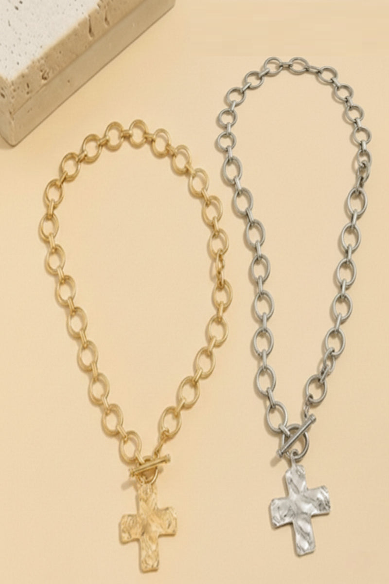 Hammered Cross Necklace