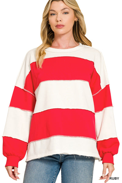 French Terry Colorblock Long Sleeve Top