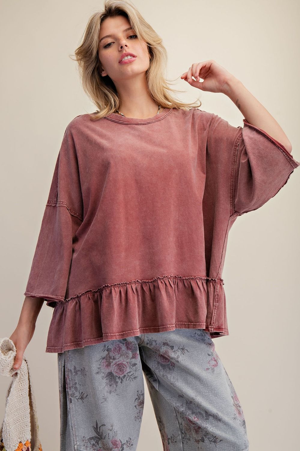 Ruffle Tee- Red