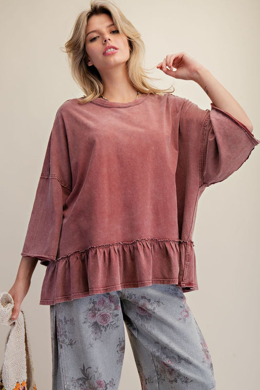 Ruffle Tee- Red