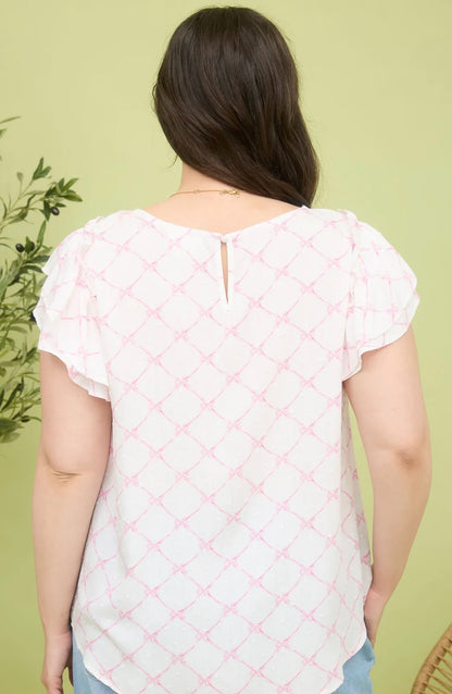 Bow Ruffle Sleeve Top