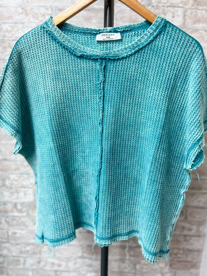 Crop Waffle Knit Top