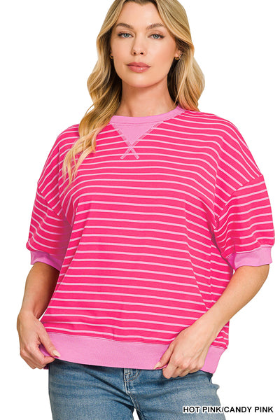 Stripe Banded Two Tone Top