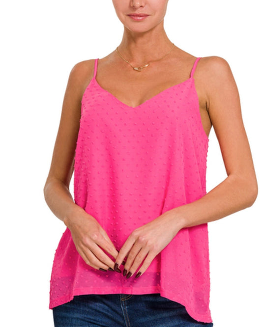 Pink Swiss Dot Tank Top- Final Sale