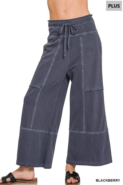 French Terry Exposed Seam Wide Leg Pants