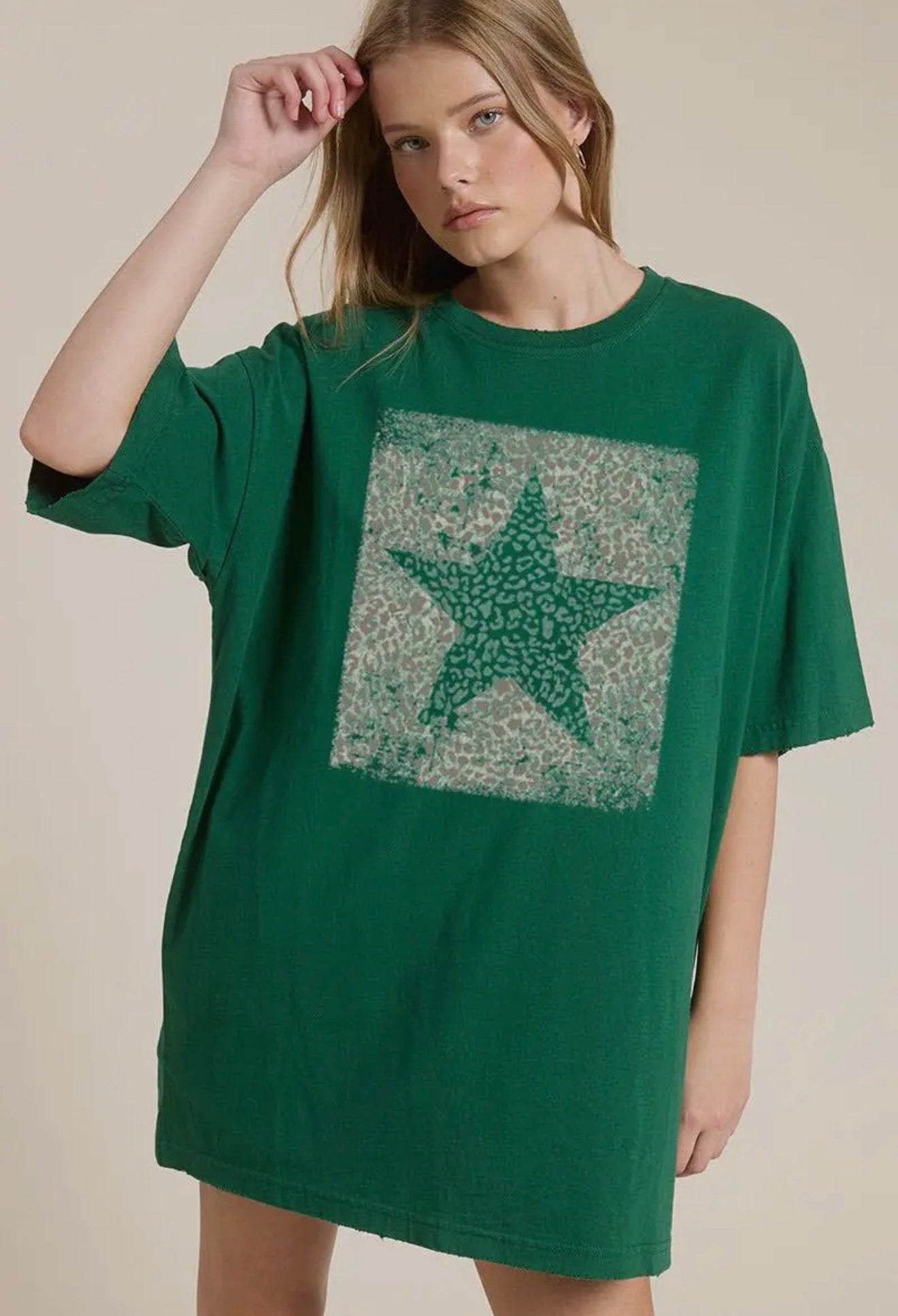 Leopard Star Oversized Graphic Tee