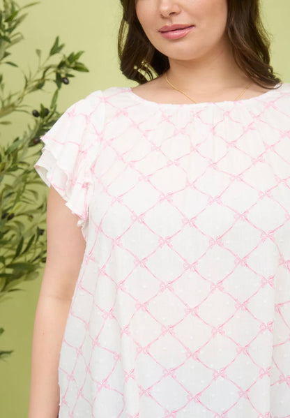 Bow Ruffle Sleeve Top
