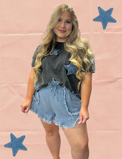 Denim Star Appliqué Tee