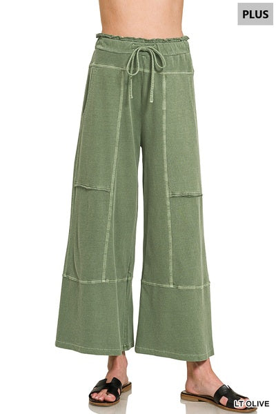 French Terry Exposed Seam Wide Leg Pants