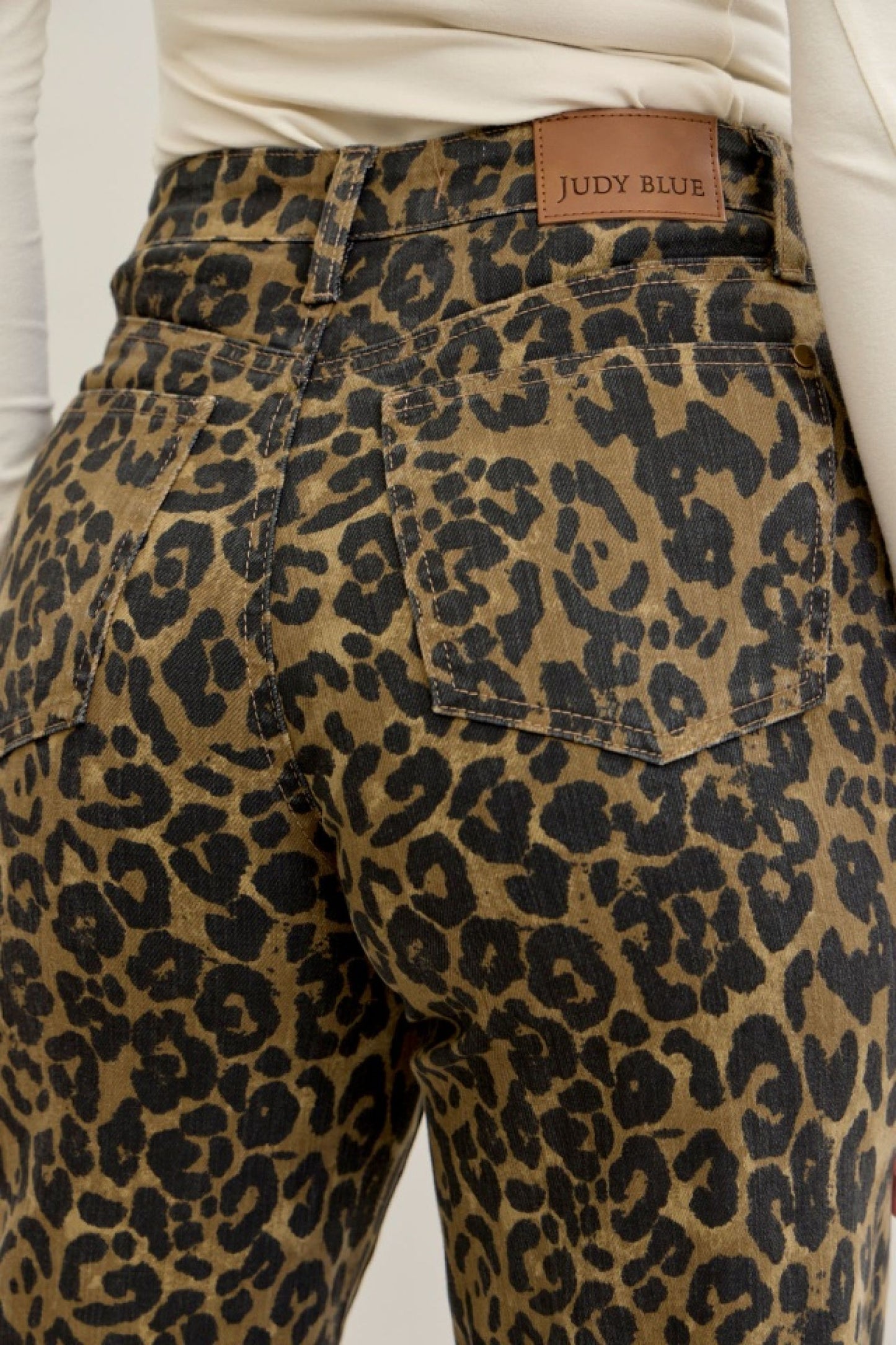 Judy Blue Leopard High Waist Retro Wide Jeans
