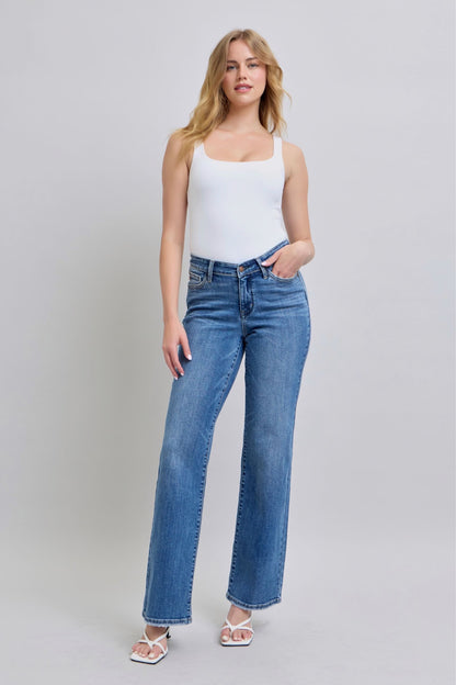 Judy Blue High Waist V- Front Vintage Wash Straight Fit