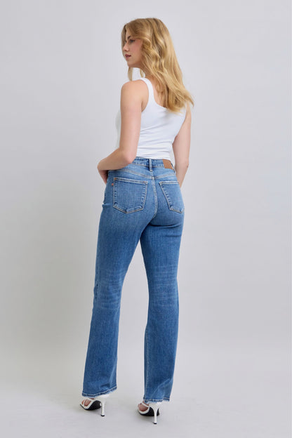 Judy Blue High Waist V- Front Vintage Wash Straight Fit