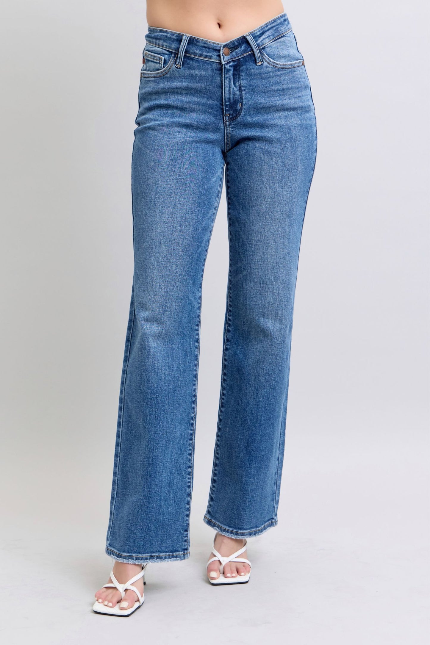 Judy Blue High Waist V- Front Vintage Wash Straight Fit