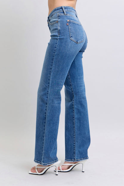 Judy Blue High Waist V- Front Vintage Wash Straight Fit