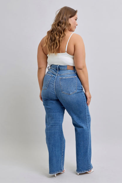 Judy Blue High Waist V- Front Vintage Wash Straight Fit