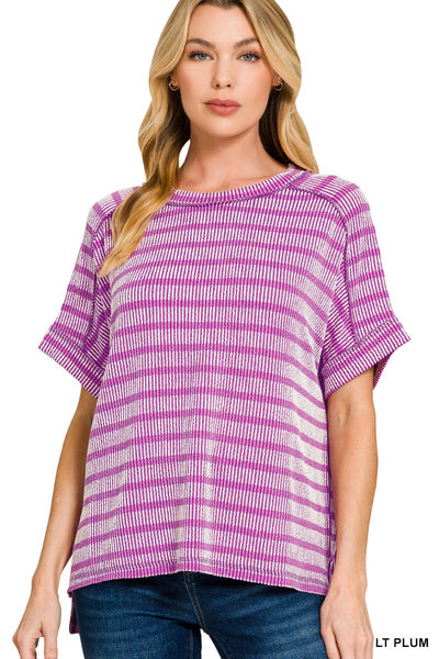 Raised Rib Stripe Top