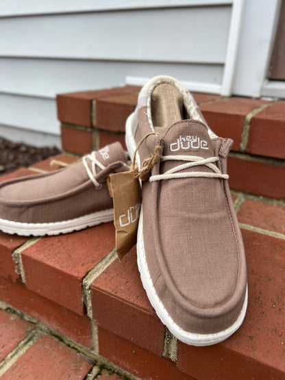Hey Dude Men's Wally Linen Natural Clay