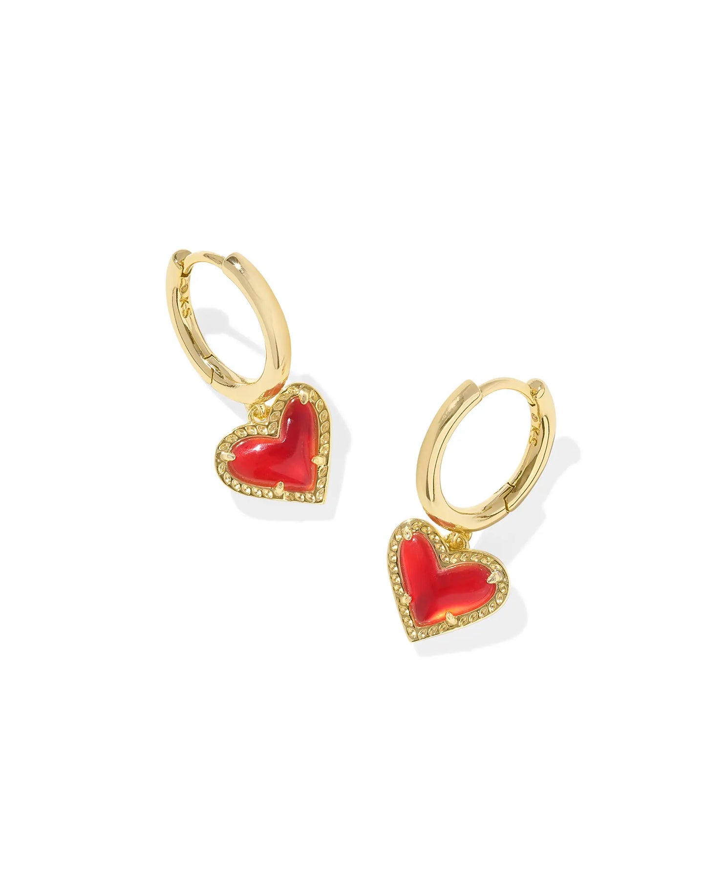 Ari Heart Huggie Earring Gold Red Illusion