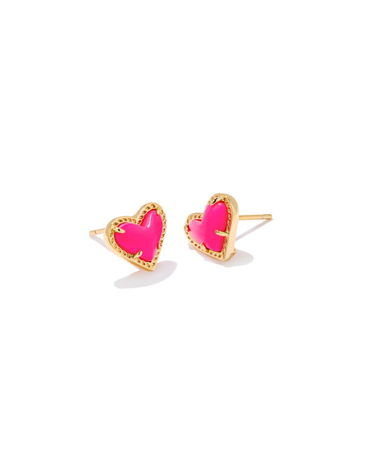 Kendra Scott Ari Heart Studs Neon Pink
