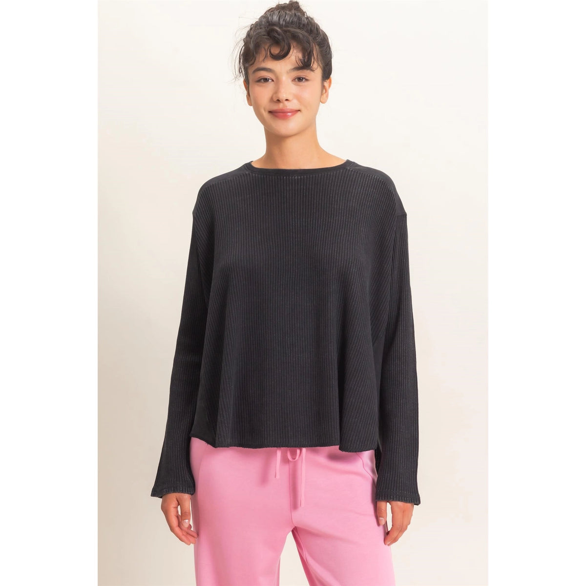 Mineral Wash Waffle Knit Top