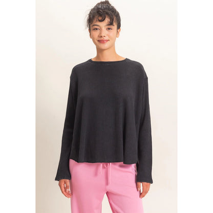 Mineral Wash Waffle Knit Top