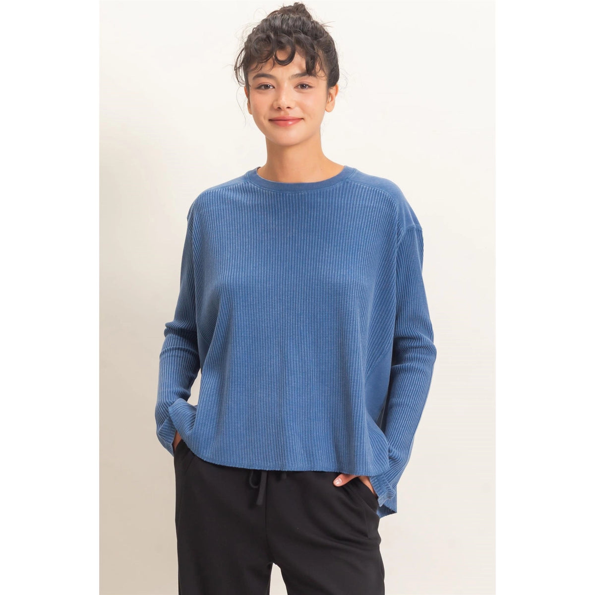 Mineral Wash Waffle Knit Top