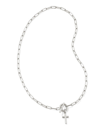 Kendra Scott Cross Link and Chain Necklace Rhodium Metal