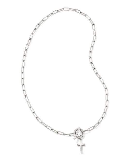 Kendra Scott Cross Link and Chain Necklace Rhodium Metal