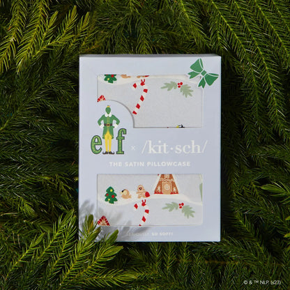 Elf X Kitsch Satin Pillowcase- Periwinkle Christmas